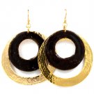 Black Earring Fish Hook Metal Casting Texture Enamel 2 1 4 Inch Drop 25185-3011GDBLK