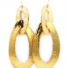 Gold Colored Earring Fish Hook Metal Casting Oval Texture Linked 4 1 2 Inch Drop 25185-3004GDGOD