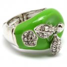 Green Ring Adjustable Stretch Crystal Studs Apple Poured Enamel 15 Mm Width 251818-3052RDGRN