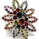 Multi Colored Ring Adjustable Stretch Crystal Studs Rosette Texture 1 1 2 Inch Tall 251818-3048SOMLT