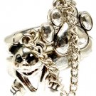 Silver Colored Ring Adjustable Stretch Stackable 2 Ring Set Bear Paw 15 Mm Tall 251818-2039RDSIV