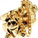Gold Colored Ring Adjustable Stretch Stackable 2 Ring Set Bear Paw 15 Mm Tall 251818-2039GDGOD