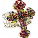 Multi Colored Ring Adjustable Stretch Cross Religious Crystal Studs 1 1 4 Inch Tal 251818-20339RDMLT