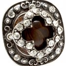 Brown Ring Adjustable Stretch Formica Crystal Studs Filigree Texture 1 1 2 Inch Tal 251818-2032SOBRO