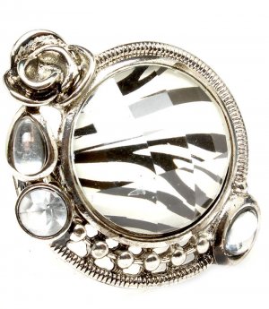 Animal Print Ring Adjustable Stretch Glass Stone Rose Various Cuts Faceted Texture 251818-20106ASANI