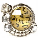 Animal Print Ring Adjustable Stretch Glass Stone Rose Various Cuts Faceted Texture 251818-20106ASAIB