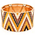 Yellow Bracelet Stretch Triangular Texture Enamel 1 1 4 Inch Width 2432-1096GDYEW