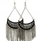Black Earring Fish Hook Chandelier Drop Faux Pearl Tassel Texture Dragon Fly 3 1 2 I 23145-0629SOBLK