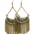 Gray Earring Fish Hook Chandelier Drop Faux Pearl Tassel Texture Dragon Fly 3 1 2 In 23145-0629BOGRY