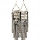 Silver Colored Earring Fish Hook Chandelier Drop Tassle Beads 5 Inch Drop 23145-0250SOSIV