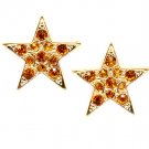 Brown Earring Post Earring Crystal Studs Texture Star 1 Inch Drop / 219205-0022GDBRO