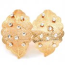 Clear Earring Post Earring Filigree Glass Stones Metal Leaf Texture 1 3 4 Inch Drop 219105-5136GDCLR