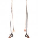 Brown Earring Post Earring Linear Drop Metal Casting Flower Crystal Stud Texture 7  210155-0949TTBRO