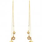 Gold Colored Earring Post Earring Linear Drop Metal Casting Flower Crystal Stud Tex 210155-0949GDGOD