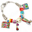 Multi Colored Bracelet Link Charm Camera Airplane TravelBeads Lady Bug 1 1 4 Inch  210152-02906ASMLT