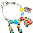 Multi Colored Bracelet Link Charm Lipstick Hand Bag PerfumeBeads 1 1 4 Inch Drop 8 210152-02902ASMLT
