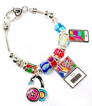Multi Colored Bracelet Link Charm Computer Phone HeadphoneBeads 1 1 4 Inch Drop 8  210152-02901ASMLT
