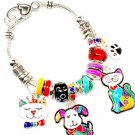 Multi Colored Bracelet Link Charm Cat Dog PawBeads 1 1 4 Inch Drop 8 Inch Long 210152-02898ASMLT