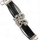 Black Bracelet Toggle Cords Multi Strands Texture Pendant 1 1 2 Inch Pendant 8 1 2 210152-02709SOBLK
