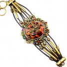 Multi Colored Bracelet Toggle Glass Stones Multi Strands Cords Various Cuts Fleur  210152-02597BOMLT