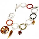 Multi Colored Bracelet Toggle Link Bead Thanksgiving Leaves Fall 1 Inch Drop 8 Inc 210152-01768SVMLT