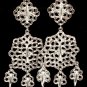 Silver Colored Earring Linear Drop Post Earring Honey Comb Pierced Texture 3 Inch Dr 1995-99845RDSIV