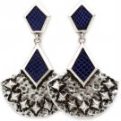 Blue Earring Post Earring Metal Casting Vinyle Cover Texture 2 1 2 Inch Drop 1995-99039SOBLU