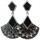 Black Earring Post Earring Metal Casting Vinyle Cover Texture 2 1 2 Inch Drop 1995-99039BNBLK