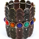 Multi Colored Bracelet Stretch Formica Faceted Texture Multi Layered Charms 3 Inch W 1992-99001THMLT
