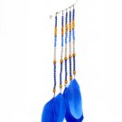 Blue Earring Oversized Ear Wrap Feathers Beads Wood Beads Mixed Beads 13 Inch Drop 1965-99699SOBLU