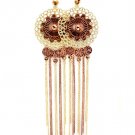 Brown Earring Fish Hook Filigree Fabric Charm Tassel Texture Beads 12 Inch Drop 1965-99647AGBRO