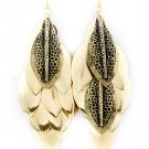 Gold Colored Earring Fish Hook Chandelier Drop Scratch Marks Texture 4 1 2 Inch Drop 1965-99584GDGOD