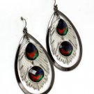 Black Earring Tear Drop Fish Hook Peacock Feather Dangle Texture 2 1 2 Inch Drop 1965-99495TTBLK