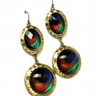 Multi Colored Earring Linear Drop Fish Hook Peacock Faceted Dangle Texture 3 Inch Dr 1965-99469BOMLT