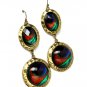 Multi Colored Earring Linear Drop Fish Hook Peacock Faceted Dangle Texture 3 Inch Dr 1965-99469BOMLT