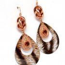 Brown Earring Linear Drop Fish Hook Tear Drop Knot Pierced 3 Inch Drop 1965-99446COBRO