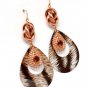 Brown Earring Linear Drop Fish Hook Tear Drop Knot Pierced 3 Inch Drop 1965-99446COBRO