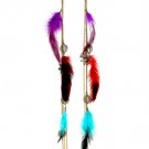Multi Colored Earring Oversized Linear Drop Feather Flower Leaves Pierced Tassel 16  1965-99287TTMLT