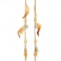 Brown Earring Oversized Linear Drop Feather Flower Leaves Pierced Tassel 16 Inch Dro 1965-99287TTBRO