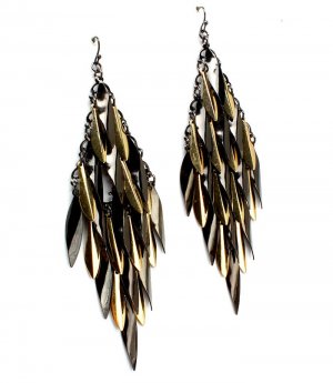Black Earring Cascade Fish Hook Metal Casting Petal 4 Inch Drop 1965-99241TTBLK