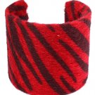 Red Bracelet Cuff Faux Fur Animal Print Fabric Cover 2 1 2 Inch Width 1962-99498RED
