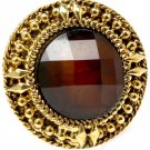 Brown Ring Adjustable Stretch Formica Faceted Texture 1 1 2 Inch Tall 19618-99829AGBRO