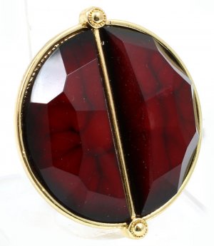 Red Ring Adjustable Stretch Formica Half Moon Faceted Texture Natural Look 1 1 2 In 19618-99825GDRED