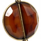 Brown Ring Adjustable Stretch Formica Half Moon Faceted Texture Natural Look 1 1 2  19618-99825BOBRO