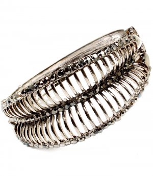 Black Bracelet Hinge Crystal Studs Texture 1 1 4 Inch Width 11632-1028BNBLK