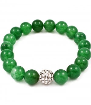 Green Bracelet Stretch Bead Fireball Acrylic 9 Mm Width 219202-250110GRN