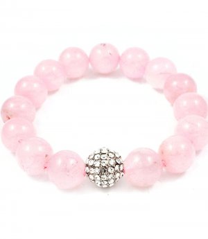 Pink Bracelet Stretch Bead Fireball Acrylic 12 Mm Width 219202-250112PNK