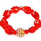 Red Bracelet Stretch Bead Fireball Acrylic Stones Faceted 14 Mm Width 219202-7102RED