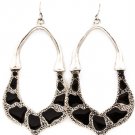 Black Earring Fish Hook Metal Casting Enamel Texture 2 1 4 Inch Drop 23145-0240SOBLK
