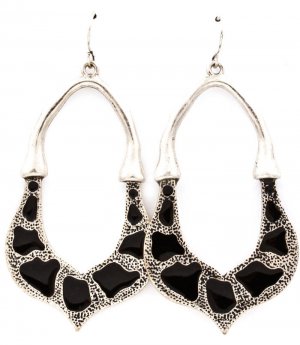 Black Earring Fish Hook Metal Casting Enamel Texture 2 1 4 Inch Drop 23145-0240SOBLK